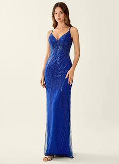 Magnolia Royal Blue Mermaid Sequined embroidery Prom Dress image4