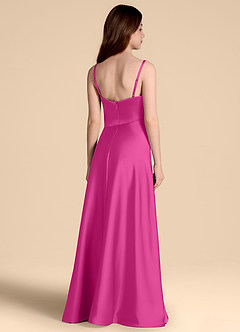 Azazie Prisha Junior A-Linie Plissee Stretch-Satin Kleid Fuchsia image2