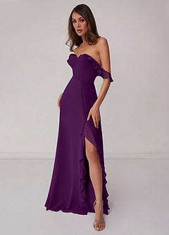 Barbie ♥ Azazie Bridesmaid Dresses Grape A-Line Off the Shoulder Chiffon Convertible Dress image4