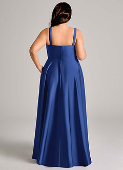 Azazie Shaude Bridesmaid Dresses Royal Blue A-Line Pleated Stretch Satin Dress image13