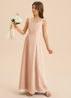 Azazie Lambie Junior English Rose A-Line Pleated Chiffon Dress image7