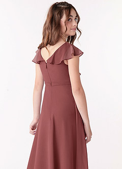 Azazie Posie Junior Amethyst A-Line Ruched Chiffon Dress image5