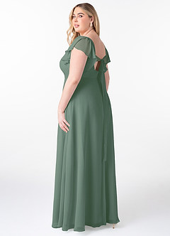 Azazie Syenna Bridesmaid Dresses Eucalyptus A-Line Ruched Chiffon Dress image9