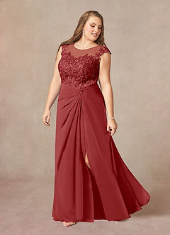 Azazie Libby Mother of the Bride Dresses Rust A-Line Scoop Sequins Chiffon Dress image9