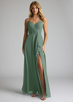 Azazie Akita Bridesmaid Dresses Eucalyptus A-Line Chiffon Dress image1