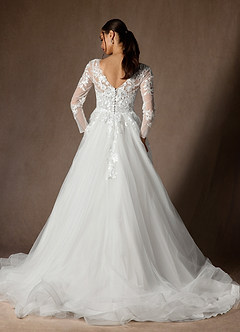 Azazie Freya Hochzeitskleider A-Linie Pailletten Tüll Kleid Diamantweiß image2