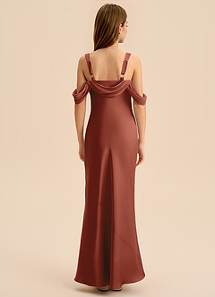 Azazie Bellalina Junior Auburn Mermaid Pleated Stretch Satin Dress image2