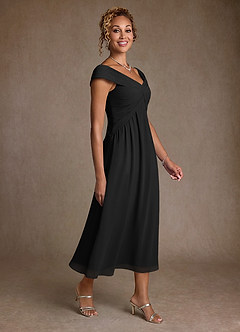 Azazie Mirta 신부의 어머니 드레스 A라인 주름진 플로럴 번아웃 티 길이 드레스 image3