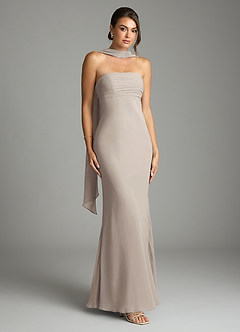 Azazie Saylor Brudtärnklänningar Klä av Sjöjungfru i Chiffong Axelbandslös Frost image1