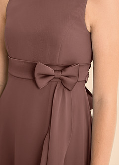 Azazie Lilenne Junior Espresso A-Line Bow Chiffon Dress image6