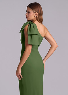 Azazie Yuanna 신부 들러리 드레스 인어 한쪽 어깨 쉬폰 바닥 길이 드레스 image8