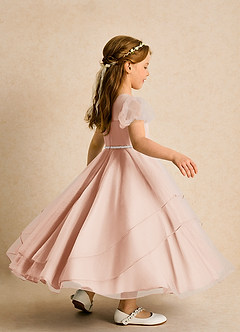 Azazie Duckie Abiti da Ragazza di Fiori Abito Principessa in Tulle Plissettato Rosa Inglese image2