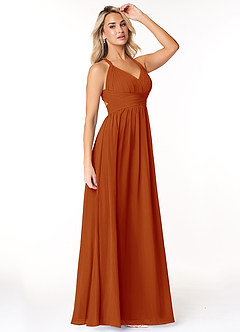 Azazie Ashia Bridesmaid Dresses Paprika A-Line Pleated Chiffon Dress image4