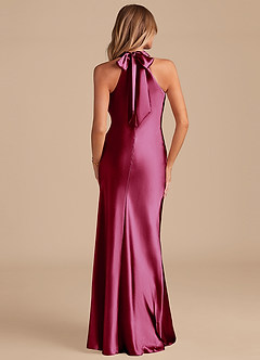 Azazie Doretta Bridesmaid Dresses Burgundy Mermaid Bow Metallic Satin Dress image6