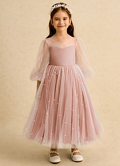 Azazie Trudy Sukienki dla dziewczynek sypiących kwiaty Suknia balowa Dekolt w kształcie serca Tiul Długość herbaty Sukienka image6