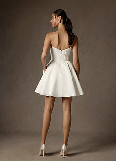 Azazie Kadison 웨딩드레스 A라인 스트랩리스 새틴 미니 드레스 image3