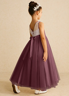 Azazie Tay Flower Girl Dresses Sangria A-Line Sequins Tulle Dress image5