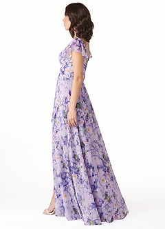 Azazie Omari Brautjungfernkleider A-Linie Chiffon Kleid Fliederblüte image3