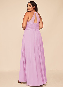 Azazie Ginger Bridesmaid Dresses Candy Pink A-Line Halter Pleated Chiffon Dress image11