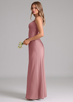Azazie Suttona Bridesmaid Dresses Dusty Rose A-Line Pleated Stretch Satin Dress image5