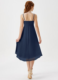 Azazie Mariam Junior Dark Navy A-Line Pleated Chiffon Dress image2