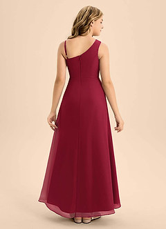 Azazie Brooke Junior Burgundy A-Line Side Slit Chiffon Dress image2