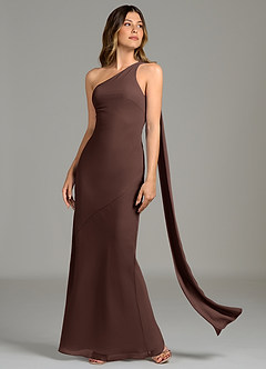 Azazie Juniper Bridesmaid Dresses Ganache Mermaid One Shoulder Chiffon Dress image3