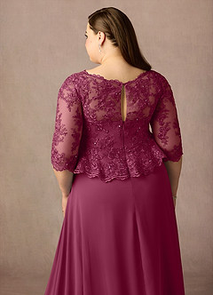 Azazie Averie Mother of the Bride Dresses Mulberry A-Line Boatneck Sequins Chiffon Dress image13