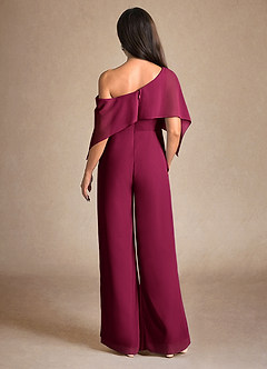 Azazie Halima vestidos de madre de la novia Vestido Borgoña de Gasa de Mono/Traje de pantalón con Abertura lateral image3
