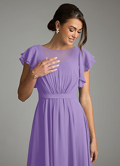 Azazie Daphne Modest Bridesmaid Dresses A-Line Ruffled Chiffon Floor-Length Dress image5