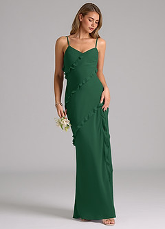 Azazie Nancie Bridesmaid Dresses Dark Green Mermaid Ruched Chiffon Dress image5