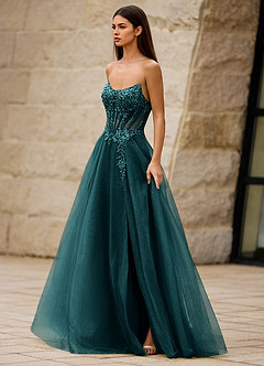 Brilliance Donkergroen Glitter galajurk image3