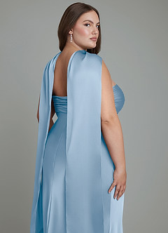 Azazie Saylor Brautjungfernkleider Meerjungfrau-Linie Schulterfrei Stretch-Satin Kleid Puderblau image19