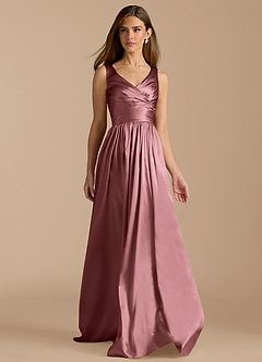Azazie Keyla Bridesmaid Dresses Vintage Mauve A-Line Pleated Metallic Satin Dress image6