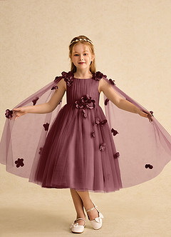 Azazie Staria Blumenmädchenkleider Ballkleid Gestreift Tüll Kleid Wüstenrose image4