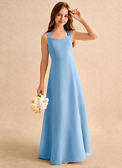 Azazie Makani Girls Formal 플라워 걸 드레스 A라인 스위트하트 네크라인 쉬폰 플로어 길이 드레스 image4