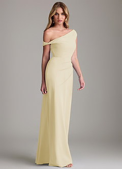 Azazie Emerson Brudtärnklänningar Klä av Tubklänning i Chiffong Av axeln Citronsorbet image5