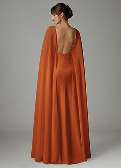 Azazie Stefania Bridesmaid Dresses Cinnamon A-Line Stretch Satin Dress image4