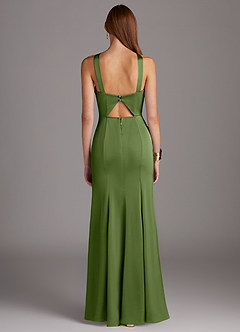 Azazie Elana Bridesmaid Dresses Juniper Sheath Side Slit Stretch Satin Dress image4