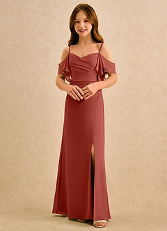 Azazie Pippy Girls Formal Sukienki dla dziewczynek sypiących kwiaty Linia A Dekolt w kształcie serca Szyfon Długość podłogi Sukienka image4