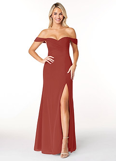 Azazie Joretta Bridesmaid Dresses Terracotta A-Line Sweetheart Neckline Chiffon Convertible Dress image1