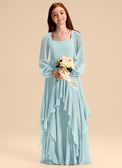Azazie Clara Junior Abito A-Line in Chiffon Blusa Sea Glass image6