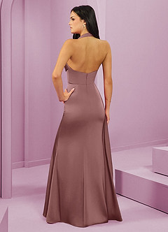 Barbie ♥ Azazie Bridesmaid Dresses Vintage Mauve Mermaid Pleated Stretch Satin Dress image7