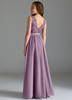 Azazie Elly Junior Wisteria A-Line Lace Chiffon Dress image5
