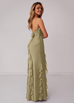 Barbie ♥ Azazie Bridesmaid Dresses Moss Green Sheath Bow Chiffon Dress image2