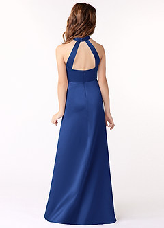 Azazie Laurel Junior Royal Blue A-Line Stretch Satin Dress image3