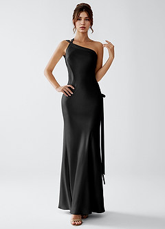 Stephanie Black Luminous Satin Maxi Dress image4