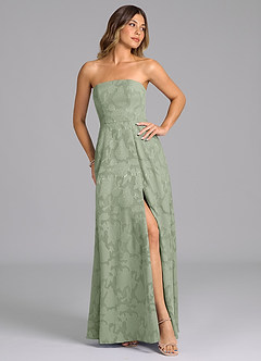 Azazie Wren Bridesmaid Dresses Agave A-Line Strapless Floral Burnout Dress image7