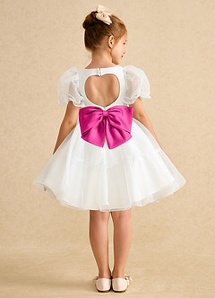 Azazie Debbie vestidos de niña de las flores Vestido de Marfil Fucsia de Organza de Princesa con Escote de Corazón image1