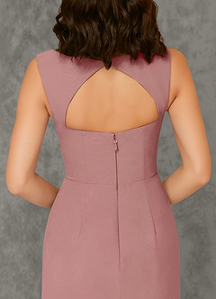 Azazie Flori Bridesmaid Dresses Dusty Rose Sheath Square Neckline Chiffon Dress image3